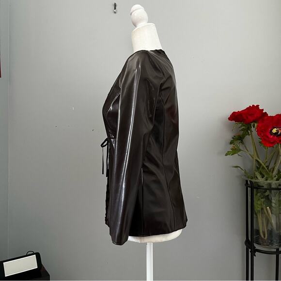 NEW To The Max Whipstitch 90s Faux Leather Longline Hourglass Boho Jacket S NWOT - Picture 9 of 16